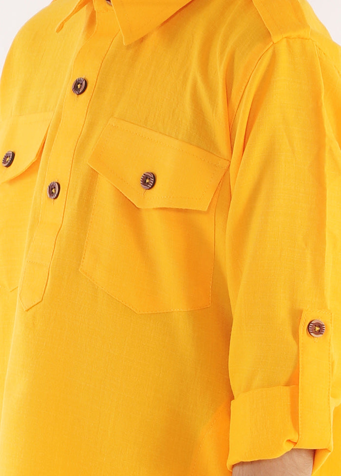 Yellow Festive Silk Kurta Pajama Set - Indian Silk House Agencies