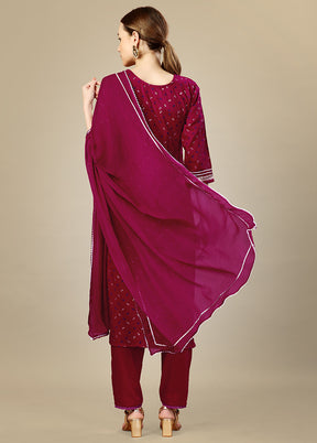 3 Pc Rani Readymade Silk Suit Set