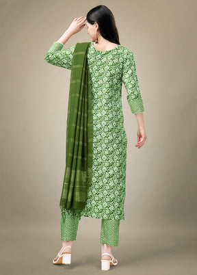 3 Pc Green Readymade Rayon Suit Set