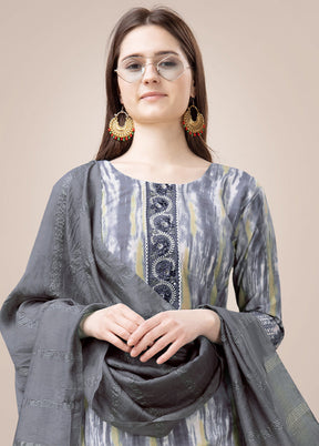 3 Pc Grey Readymade Rayon Suit Set - Indian Silk House Agencies