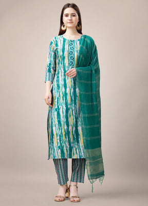 3 Pc Teal Readymade Rayon Suit Set