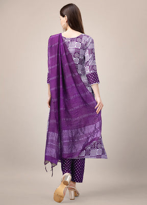 3 Pc Purple Readymade Rayon Suit Set