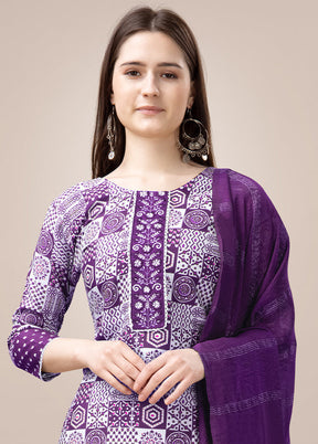 3 Pc Purple Readymade Rayon Suit Set