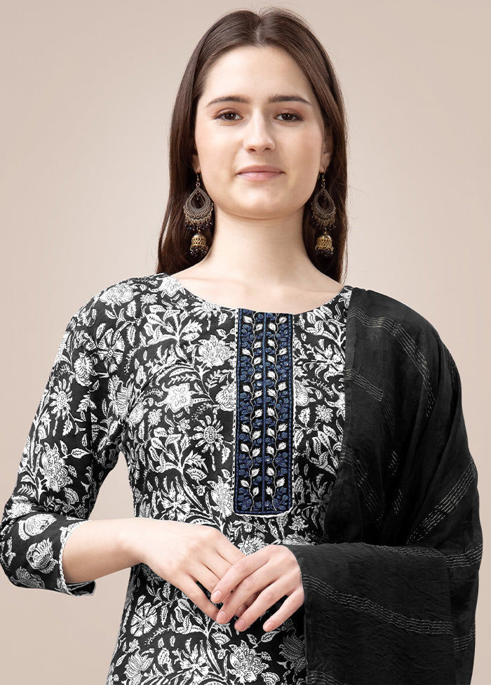 3 Pc Black Readymade Rayon Suit Set