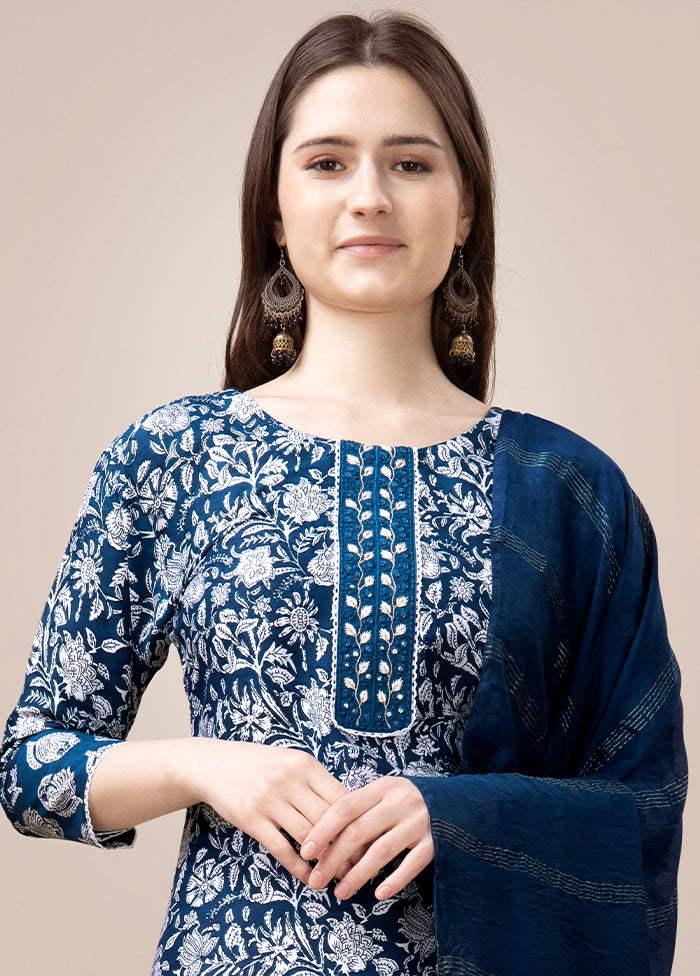 3 Pc Blue Readymade Rayon Suit Set