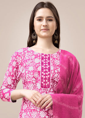 3 Pc Pink Readymade Rayon Suit Set