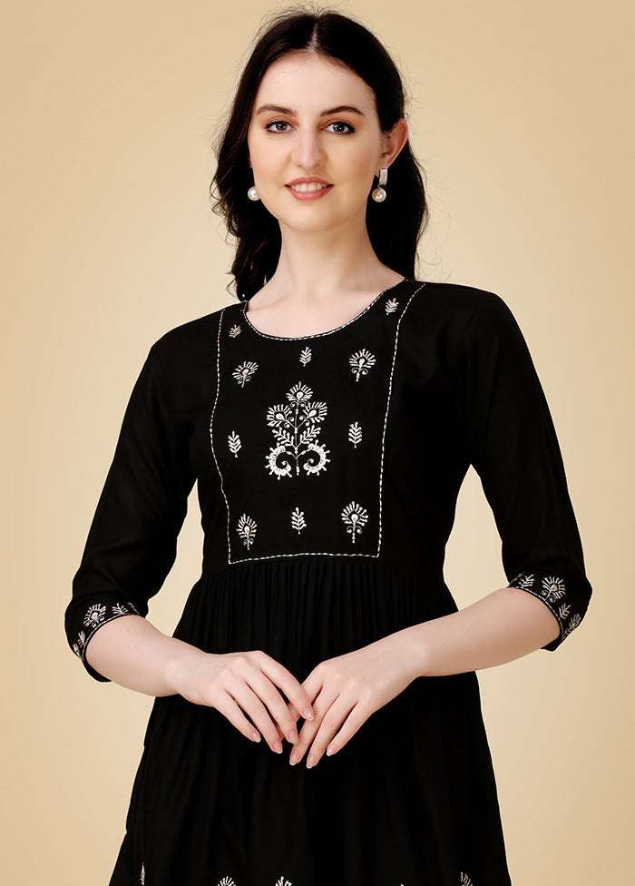 Black Readymade Viscose Top - Indian Silk House Agencies