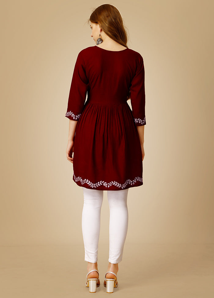 Maroon Readymade Viscose Top - Indian Silk House Agencies