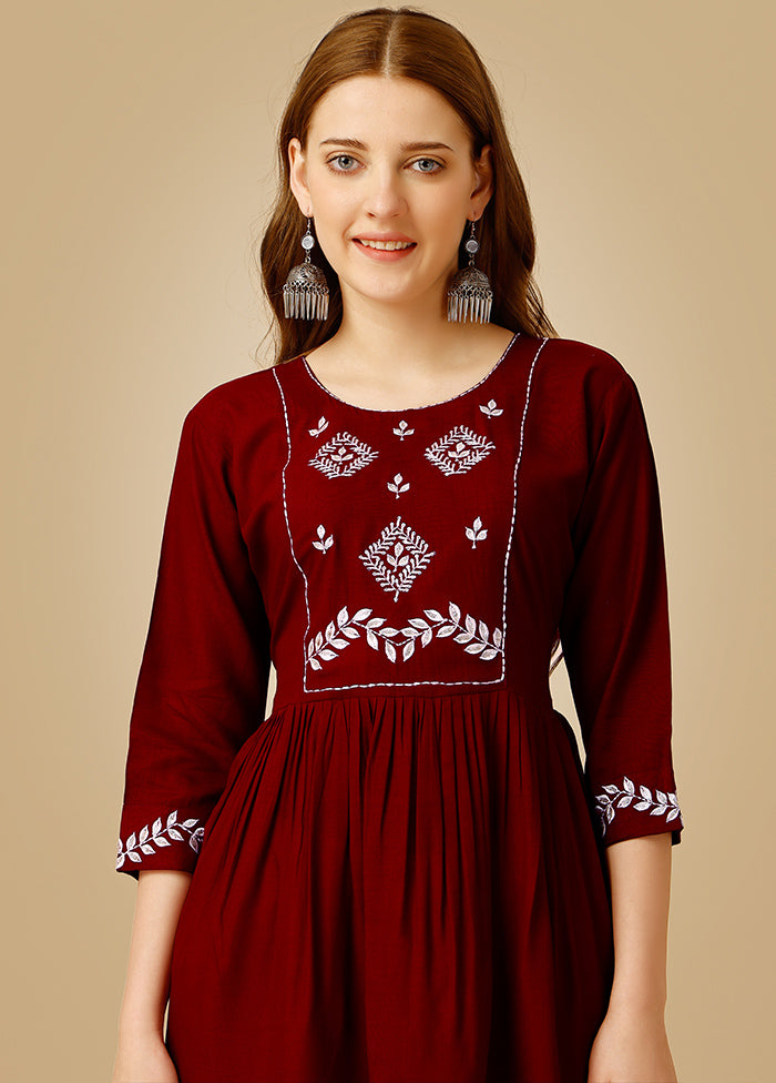 Maroon Readymade Viscose Top - Indian Silk House Agencies