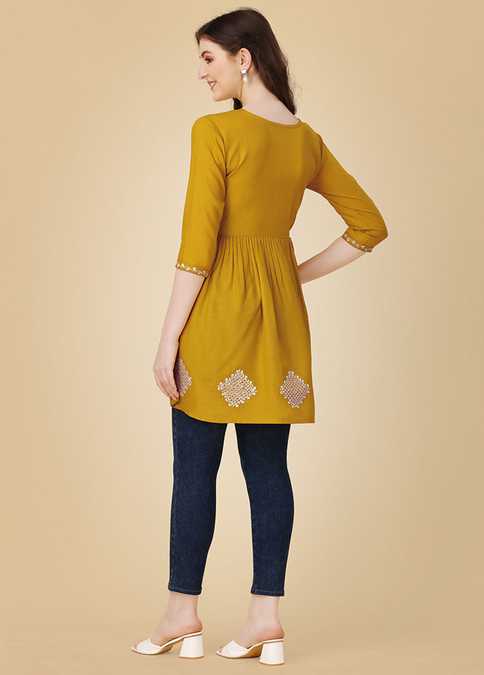 Mustard Readymade Viscose Top - Indian Silk House Agencies