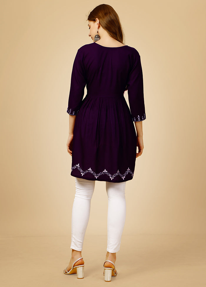 Purple Readymade Viscose Top - Indian Silk House Agencies