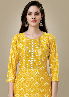 2 Pc Yellow Readymade Rayon Kurti Set - Indian Silk House Agencies