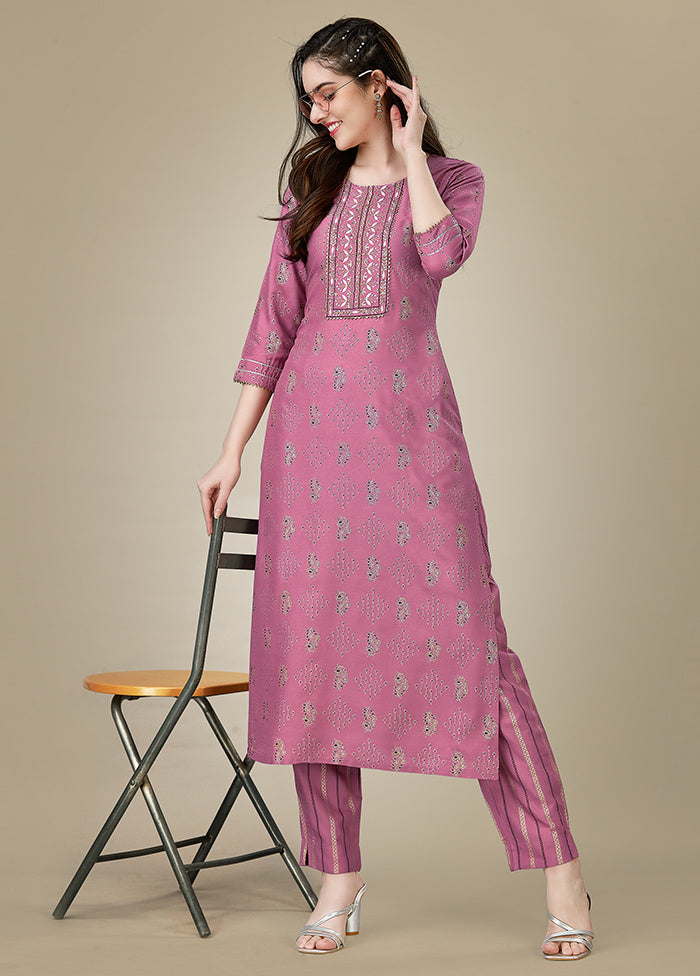 2 Pc Purple Readymade Rayon Kurti Set - Indian Silk House Agencies