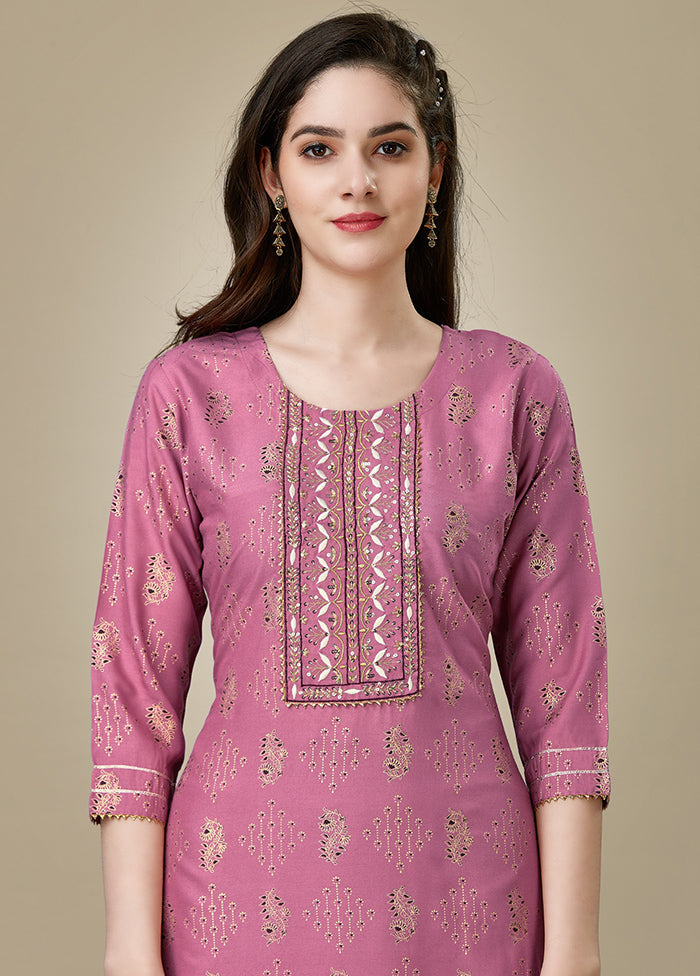 2 Pc Purple Readymade Rayon Kurti Set - Indian Silk House Agencies