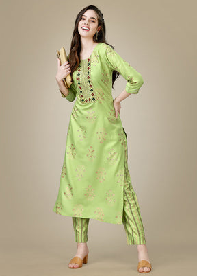 2 Pc Light Green Readymade Rayon Kurti Set - Indian Silk House Agencies