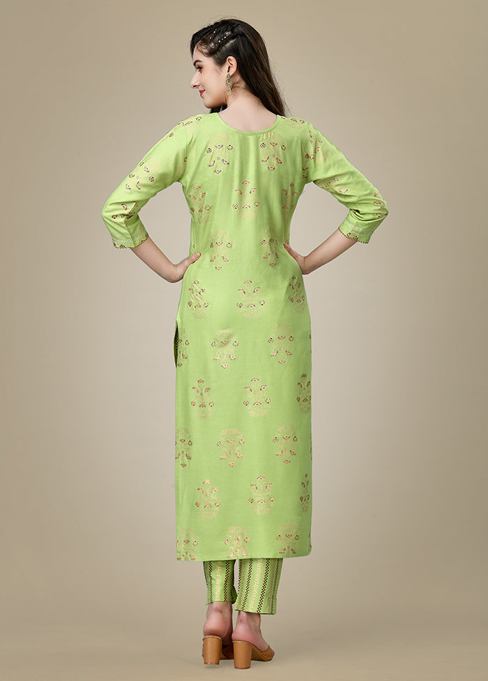 2 Pc Light Green Readymade Rayon Kurti Set - Indian Silk House Agencies