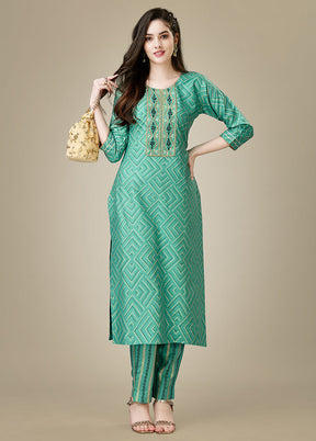 2 Pc Pista Green Readymade Rayon Kurti Set - Indian Silk House Agencies