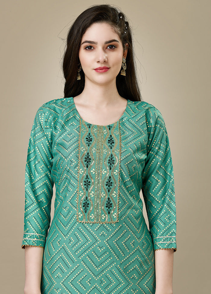 2 Pc Pista Green Readymade Rayon Kurti Set - Indian Silk House Agencies