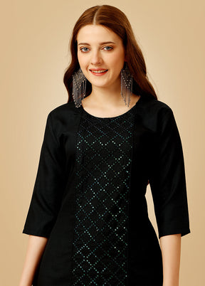 2 Pc Black Readymade Cotton Kurti Set - Indian Silk House Agencies