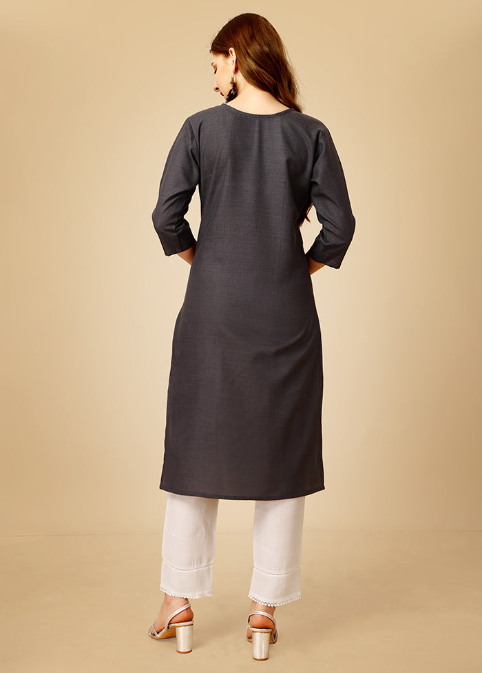 2 Pc Grey Readymade Cotton Kurti Set - Indian Silk House Agencies