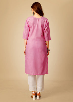 2 Pc Pink Readymade Cotton Kurti Set - Indian Silk House Agencies