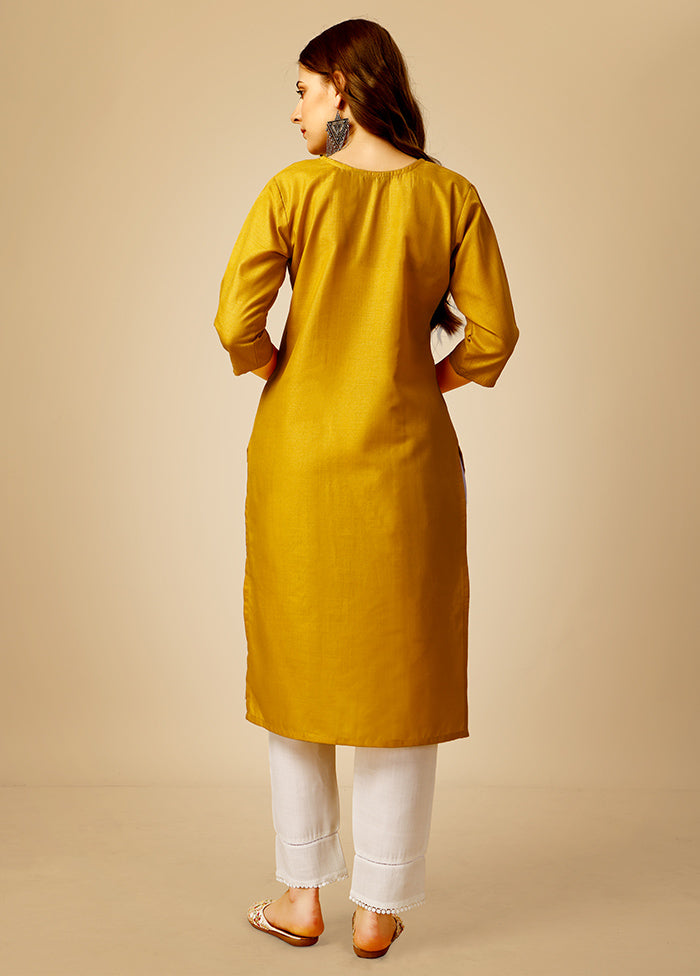 2 Pc Yellow Readymade Cotton Kurti Set - Indian Silk House Agencies