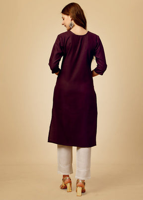 2 Pc Wine Readymade Cotton Kurti Set - Indian Silk House Agencies