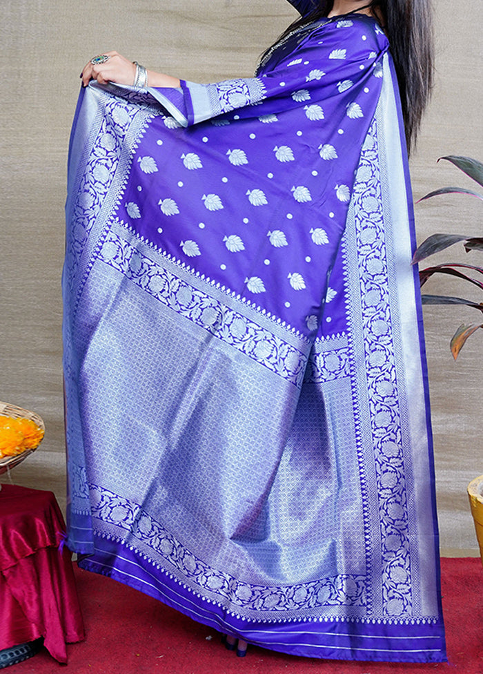 Royal Blue Banarasi Silk Saree With Blouse Piece