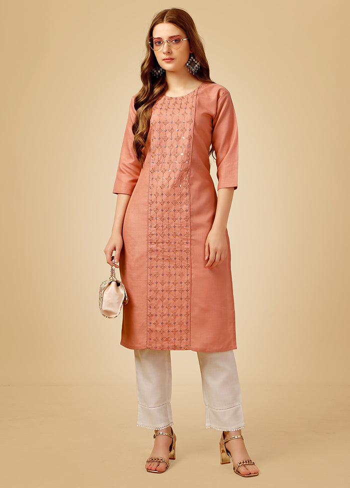 2 Pc Pink Readymade Cotton Kurti Set - Indian Silk House Agencies