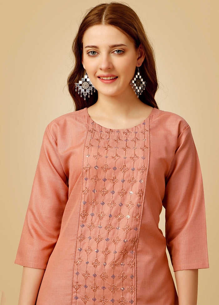 2 Pc Pink Readymade Cotton Kurti Set - Indian Silk House Agencies