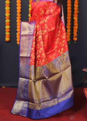 Red Kanchipuram Silk Saree With Blouse Piece