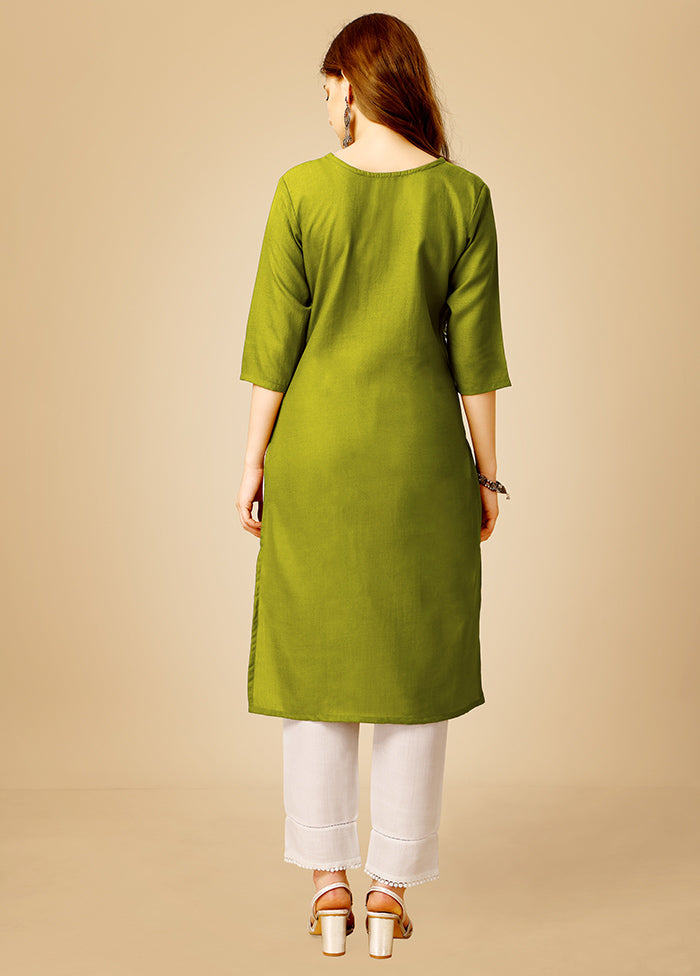 2 Pc Green Readymade Cotton Kurti Set - Indian Silk House Agencies