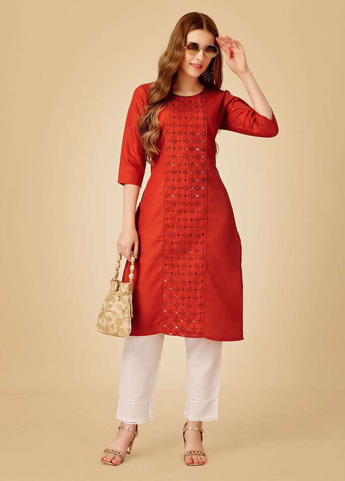 2 Pc Rust Readymade Cotton Kurti Set - Indian Silk House Agencies