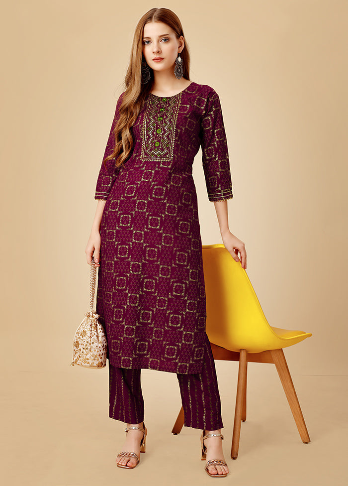 2 Pc Wine Readymade Viscose Kurti Set - Indian Silk House Agencies