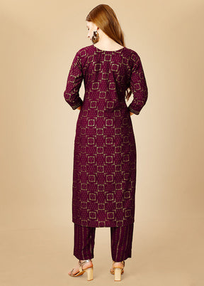 2 Pc Wine Readymade Viscose Kurti Set - Indian Silk House Agencies