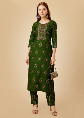 2 Pc Green Readymade Viscose Kurti Set - Indian Silk House Agencies