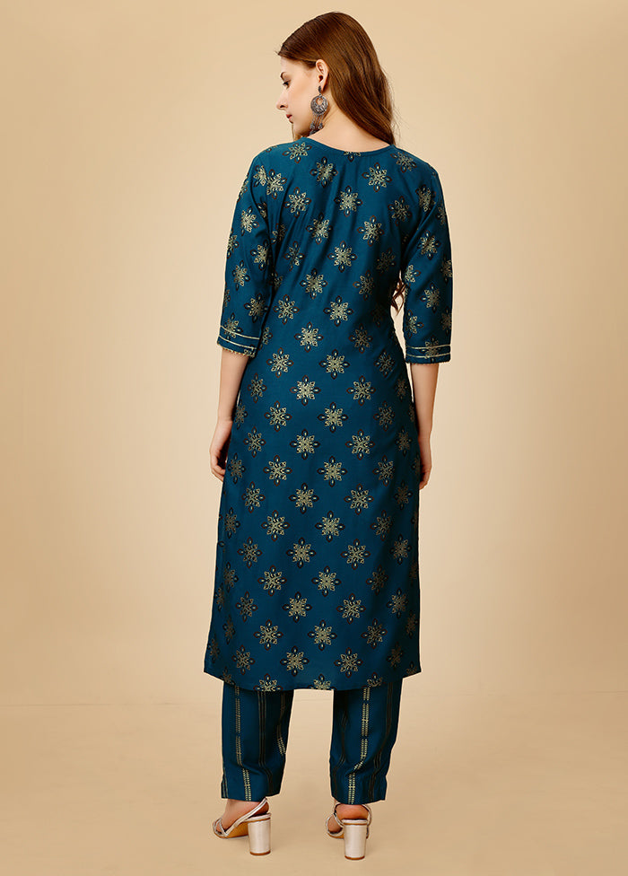 2 Pc Navy Blue Readymade Viscose Kurti Set - Indian Silk House Agencies