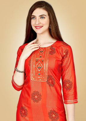 2 Pc Orange Readymade Viscose Kurti Set - Indian Silk House Agencies