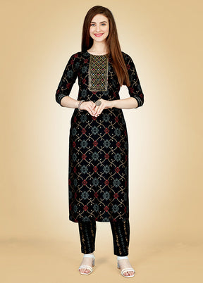 2 Pc Black Readymade Viscose Kurti Set - Indian Silk House Agencies