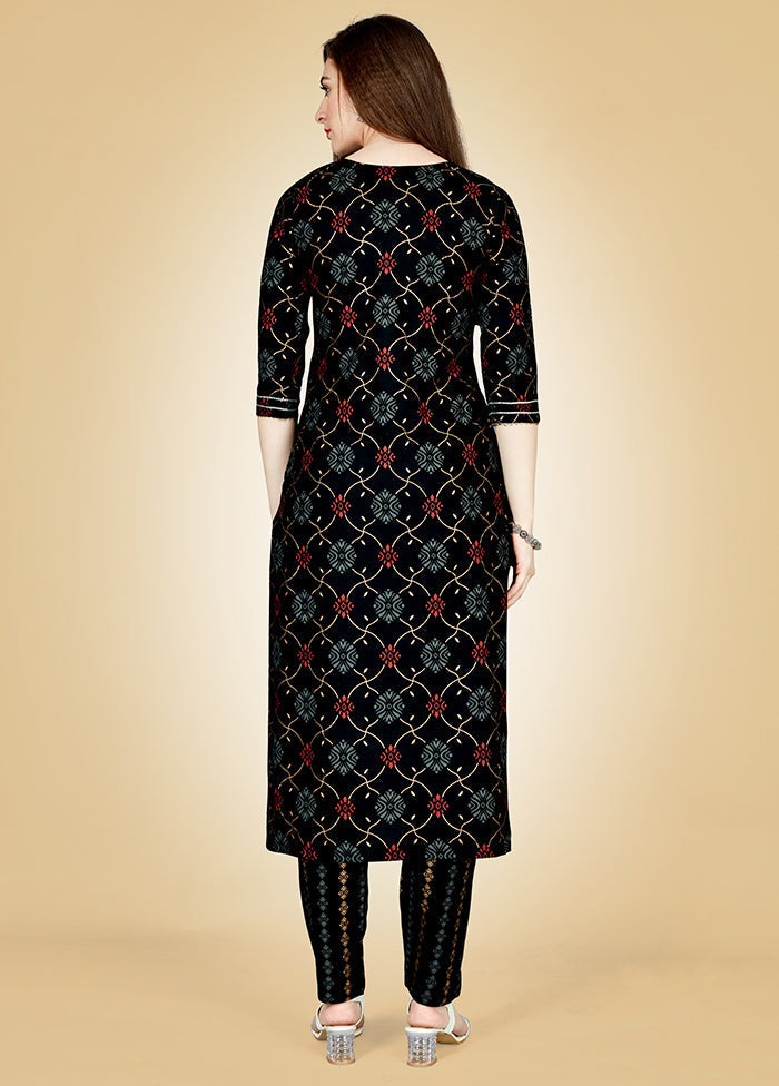 2 Pc Black Readymade Viscose Kurti Set - Indian Silk House Agencies