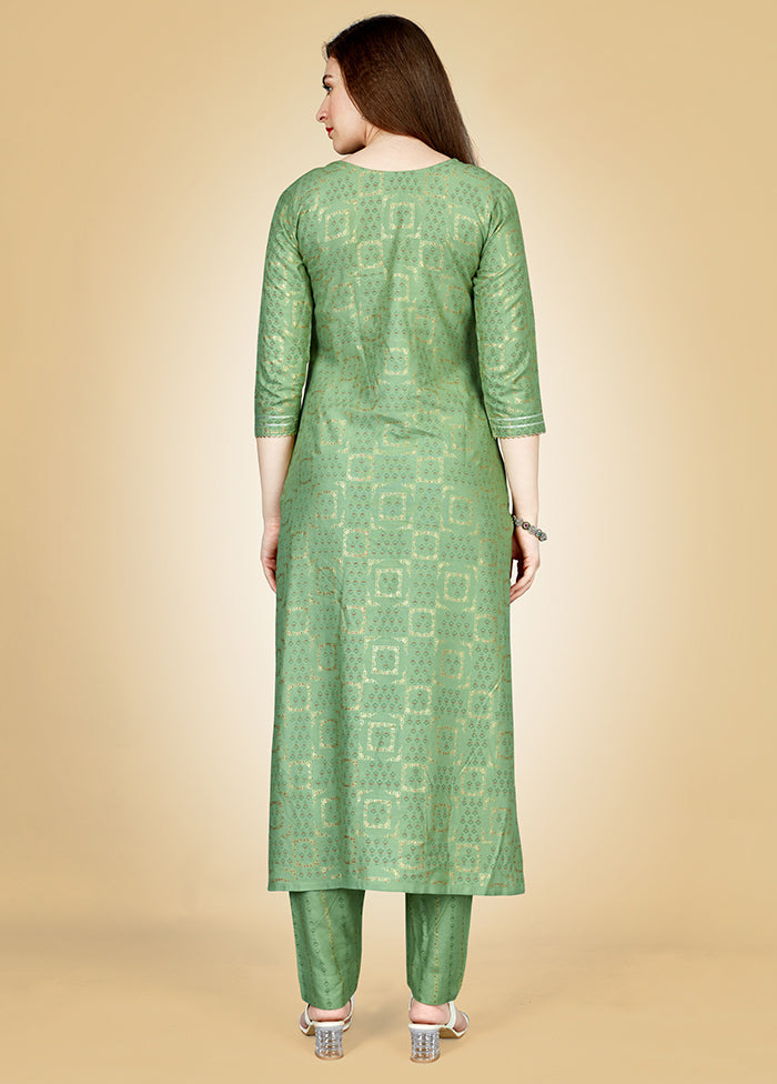 2 Pc Sea Green Readymade Viscose Kurti Set - Indian Silk House Agencies