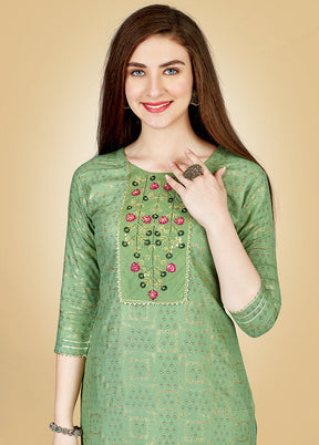 2 Pc Sea Green Readymade Viscose Kurti Set - Indian Silk House Agencies