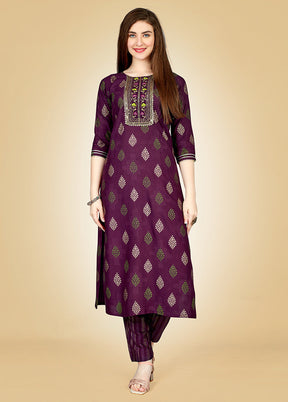 2 Pc Wine Readymade Viscose Kurti Set - Indian Silk House Agencies