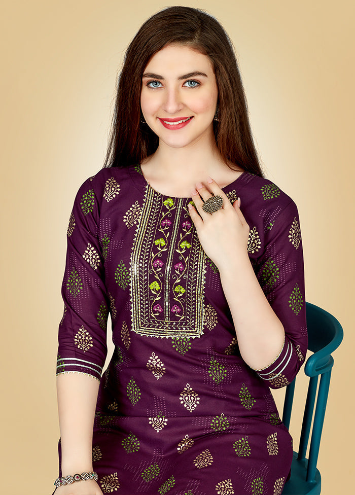 2 Pc Wine Readymade Viscose Kurti Set - Indian Silk House Agencies