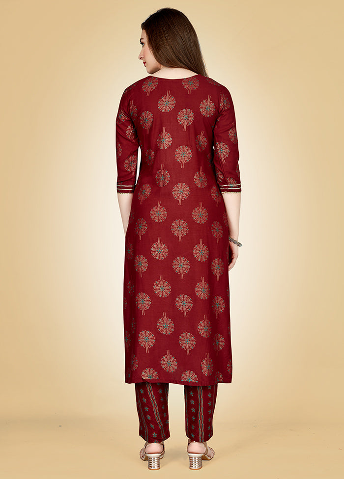 2 Pc Maroon Readymade Viscose Kurti Set - Indian Silk House Agencies