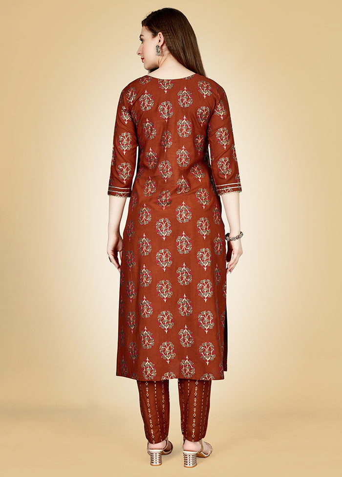 2 Pc Rust Readymade Viscose Kurti Set - Indian Silk House Agencies