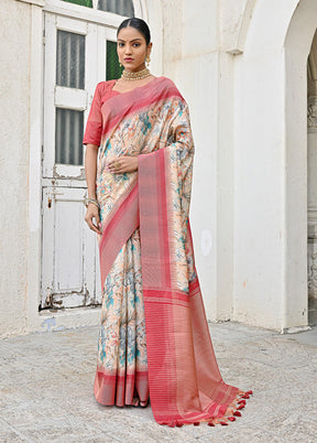 Firoza Tussar Silk Saree With Blouse Piece