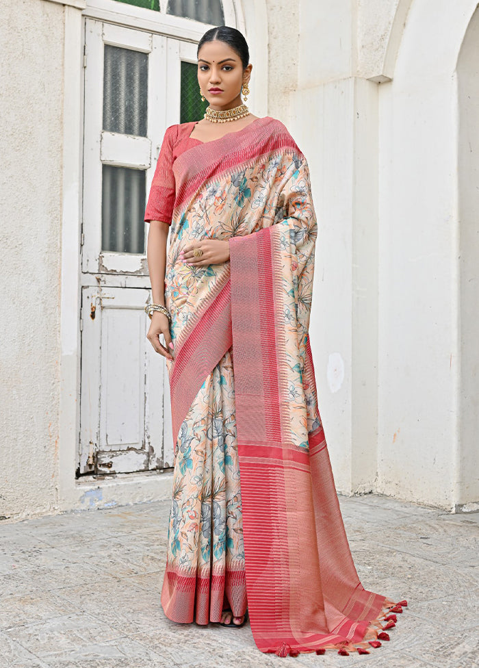 Firoza Tussar Silk Saree With Blouse Piece