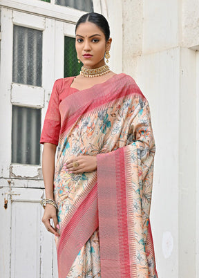 Firoza Tussar Silk Saree With Blouse Piece