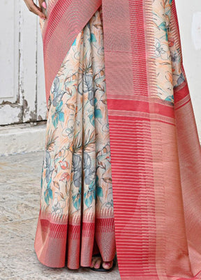 Firoza Tussar Silk Saree With Blouse Piece